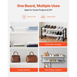 SucceBuy Melamine/Closet System Wooden Shelves Cut to Size 3/4/5 Retractable Hanger Rods Replacement Cabinet Shelf for Closets