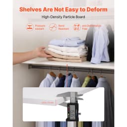 SucceBuy Melamine/Closet System Wooden Shelves Cut to Size 3/4/5 Retractable Hanger Rods Replacement Cabinet Shelf for Closets