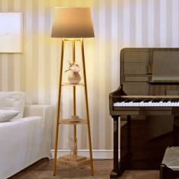 Modern Tripod Floor Lamp with 3 Shelves Adjustable Dimmable LED Corner Standing Lamp for Living Room Bedroom Storage