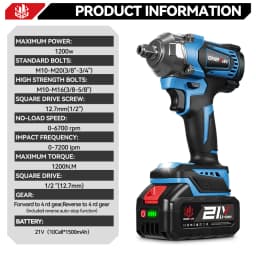 ONEVAN 1200N.M Brushless Electric Impact Wrench 3 Funtion 1/2" Cordless Portable Screwdriver Drill Tools For Makita 18V Battery Pin