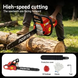 PORIYA 62cc Petrol Chainsaw Commercial 22" Bar Chain Saw E-Start Tree Pruning