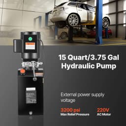 SucceBuy Hydraulic Pump Power Unit 10 Qt/15 Qt Single Acting Hydraulic Unit 6.3 L/min Oil Flow for Dump Truck Auto Repair Garage