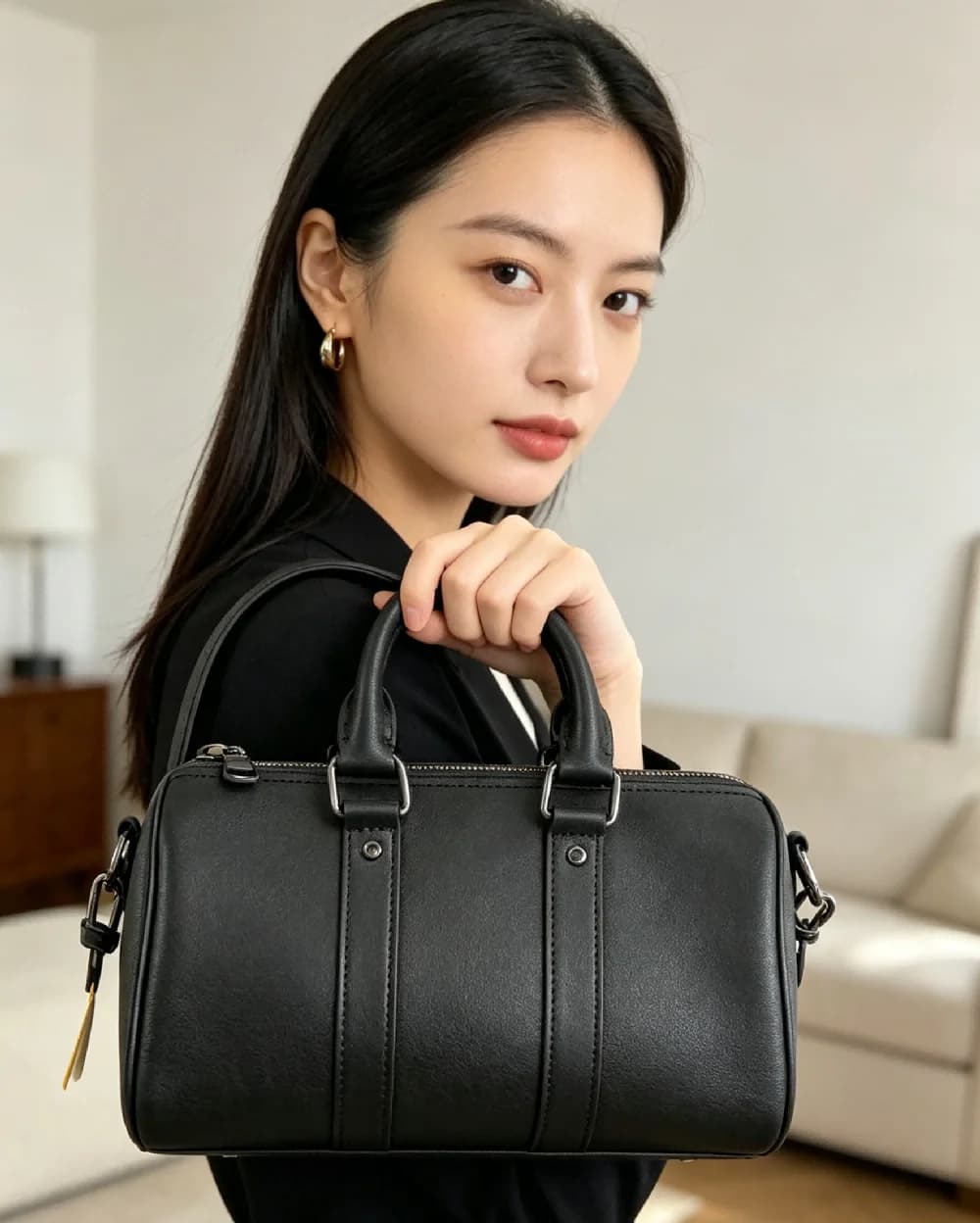 Casual Leather Women Handbags Barrel-Shaped Shoulder Bag New Autumn and Winter Crossbody Bags for Women Small Clutch Purses