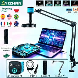 Yizhan 4K HD Electronic Digital Microscope For Soldering HDMI/ USB/ VGA/ Microscope Camera 150X Lens Big Vision Articulated Arm