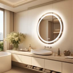 LUVODI Round Smart Mirror for Bathroom Waterproof Touch Screen Shower Vanity Mirror with Illumination for Wash Basin