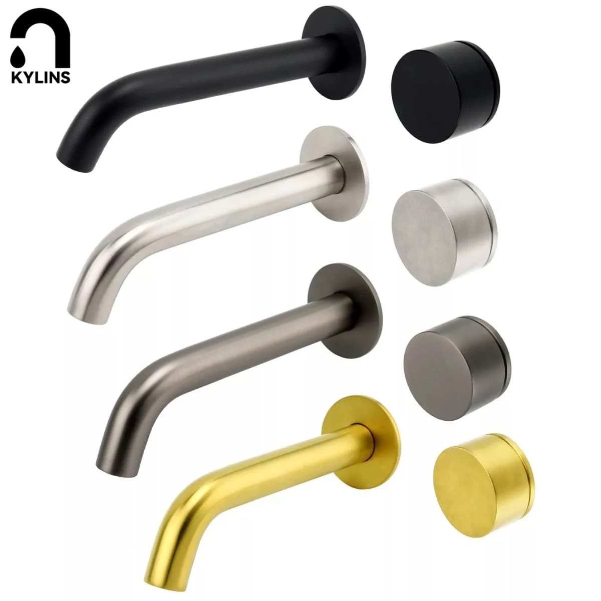**Sydney Stock** KYLINS Wall Mount Basin Sink Faucet Bathroom Mixer Tap Progressive Mixer Matt Black Brushed Gold Gun Metal Grey