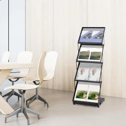 Foldable Magazine Rack,4 Tier A3 Literature Rack Brochure Display Stand Floor Magazine Rack for Exhibition, Office, Retail Store