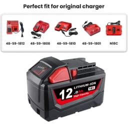 1/2/4Pcs 12.0Ah M18 Replace for Milwaukee 18V Battery Pin Li-on Compatible with 48-11-1890 48-11-1880 48-11-1852 Cordless Tools