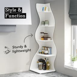 Tribesigns Modern 5-Tier Wall Corner Bookshelf, Stylish Corner Small Bookcase Storage Rack Plant Stand with Unique