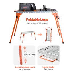 SucceBuy Foldable Welding Table 500 LBS Capacity Welding Workbench 4-Level Adjustable Height Carbon Steel Work Table for Repair