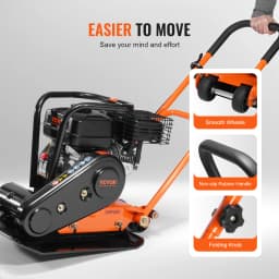 SucceBuy Gasoline Plate Compactor 2.8/6.5 HP Force Vibratory Compaction Tamper For Walkways, Asphalts, Patios Paver Landscaping