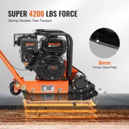 SucceBuy Gasoline Plate Compactor 2.8/6.5 HP Force Vibratory Compaction Tamper For Walkways, Asphalts, Patios Paver Landscaping