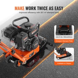 SucceBuy Gasoline Plate Compactor 2.8/6.5 HP Force Vibratory Compaction Tamper For Walkways, Asphalts, Patios Paver Landscaping