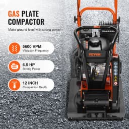 SucceBuy Gasoline Plate Compactor 2.8/6.5 HP Force Vibratory Compaction Tamper For Walkways, Asphalts, Patios Paver Landscaping