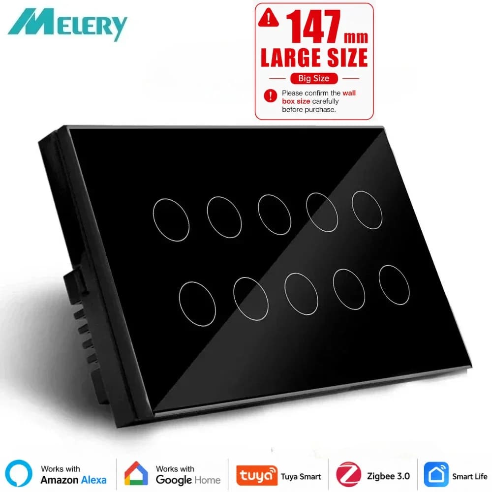 Melery 147 ZigBee Smart Light Switch TouchGlass Panel Wireless Interuptor 4/5/6 Gang Remote Control Alexa Google Home appliance