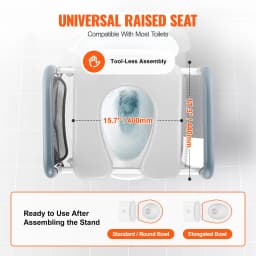 SucceBuy Raised Toilet Seat 7-Position Height Adjustment 19.3"- 25.2" 350 lbs Weight Capacity with Comfort Padded Aluminum Frame