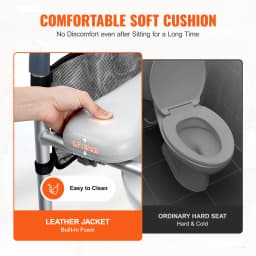 SucceBuy Raised Toilet Seat 7-Position Height Adjustment 19.3"- 25.2" 350 lbs Weight Capacity with Comfort Padded Aluminum Frame