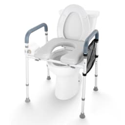 SucceBuy Raised Toilet Seat 7-Position Height Adjustment 19.3"- 25.2" 350 lbs Weight Capacity with Comfort Padded Aluminum Frame