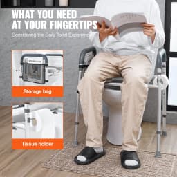 SucceBuy Raised Toilet Seat 7-Position Height Adjustment 19.3"- 25.2" 350 lbs Weight Capacity with Comfort Padded Aluminum Frame