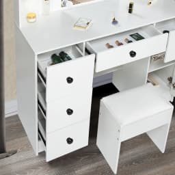Vanity Set Dressing Table Stool Makeup Desk Drawers With Large LED Light Mirror