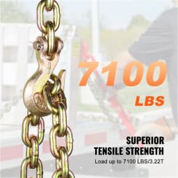 SucceBuy 10/14ft G80 Transport Binder Chain 3/8" 5/16" Tow Chain with Clevis Grab Hooks Trailer Logging Chain for Towing Truck