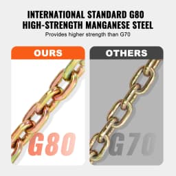 SucceBuy 10/14ft G80 Transport Binder Chain 3/8" 5/16" Tow Chain with Clevis Grab Hooks Trailer Logging Chain for Towing Truck