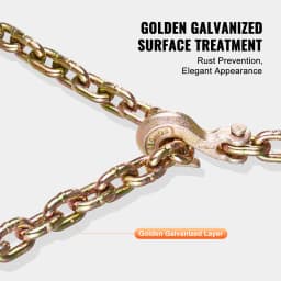 SucceBuy 10/14ft G80 Transport Binder Chain 3/8" 5/16" Tow Chain with Clevis Grab Hooks Trailer Logging Chain for Towing Truck