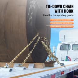 SucceBuy 10/14ft G80 Transport Binder Chain 3/8" 5/16" Tow Chain with Clevis Grab Hooks Trailer Logging Chain for Towing Truck
