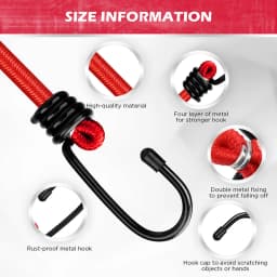 SEDY 24-Piece Heavy Duty Bungee Cords Set with Hooks, Assorted Sizes 10"-48" in Storage Jar, Ideal for Camping, Tents