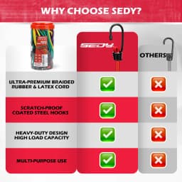 SEDY 24-Piece Heavy Duty Bungee Cords Set with Hooks, Assorted Sizes 10"-48" in Storage Jar, Ideal for Camping, Tents