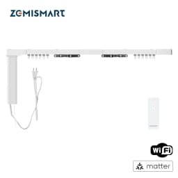 Zemismart Matter WiFi Smart Electric Curtain Motor with Curtain Rail Track Wall Work with Homekit Smartthings Alexa Google Home