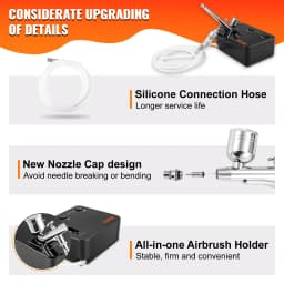 SucceBuy Dual-Action AirbrushKit with 30PSI High-Pressure Auto Start/Stop Control Compressor for Cake Painting Nail Makeup Model