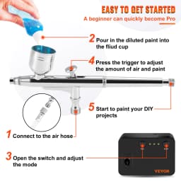 SucceBuy Dual-Action AirbrushKit with 30PSI High-Pressure Auto Start/Stop Control Compressor for Cake Painting Nail Makeup Model
