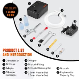 SucceBuy Dual-Action AirbrushKit with 30PSI High-Pressure Auto Start/Stop Control Compressor for Cake Painting Nail Makeup Model