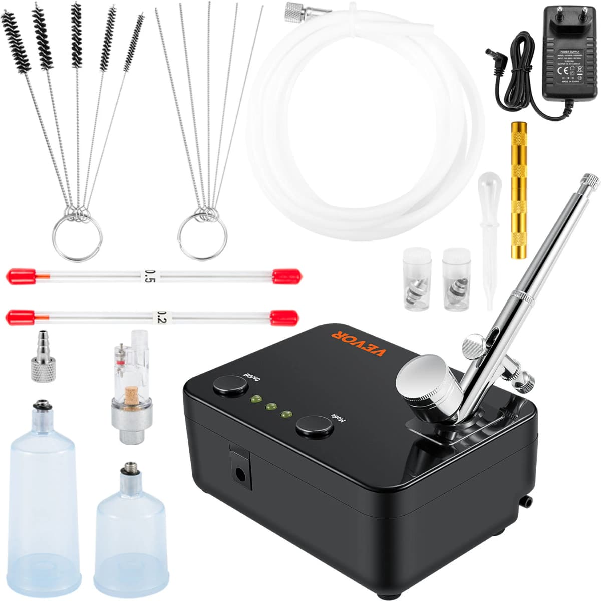 SucceBuy Dual-Action AirbrushKit with 30PSI High-Pressure Auto Start/Stop Control Compressor for Cake Painting Nail Makeup Model