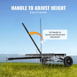 SucceBuy Tow Behind Dethatcher 48in Tow Dethatcher with 24Spring Steel Tines Lawn Dethatcher Rake for ATV/Mower Tow Behind Lawn