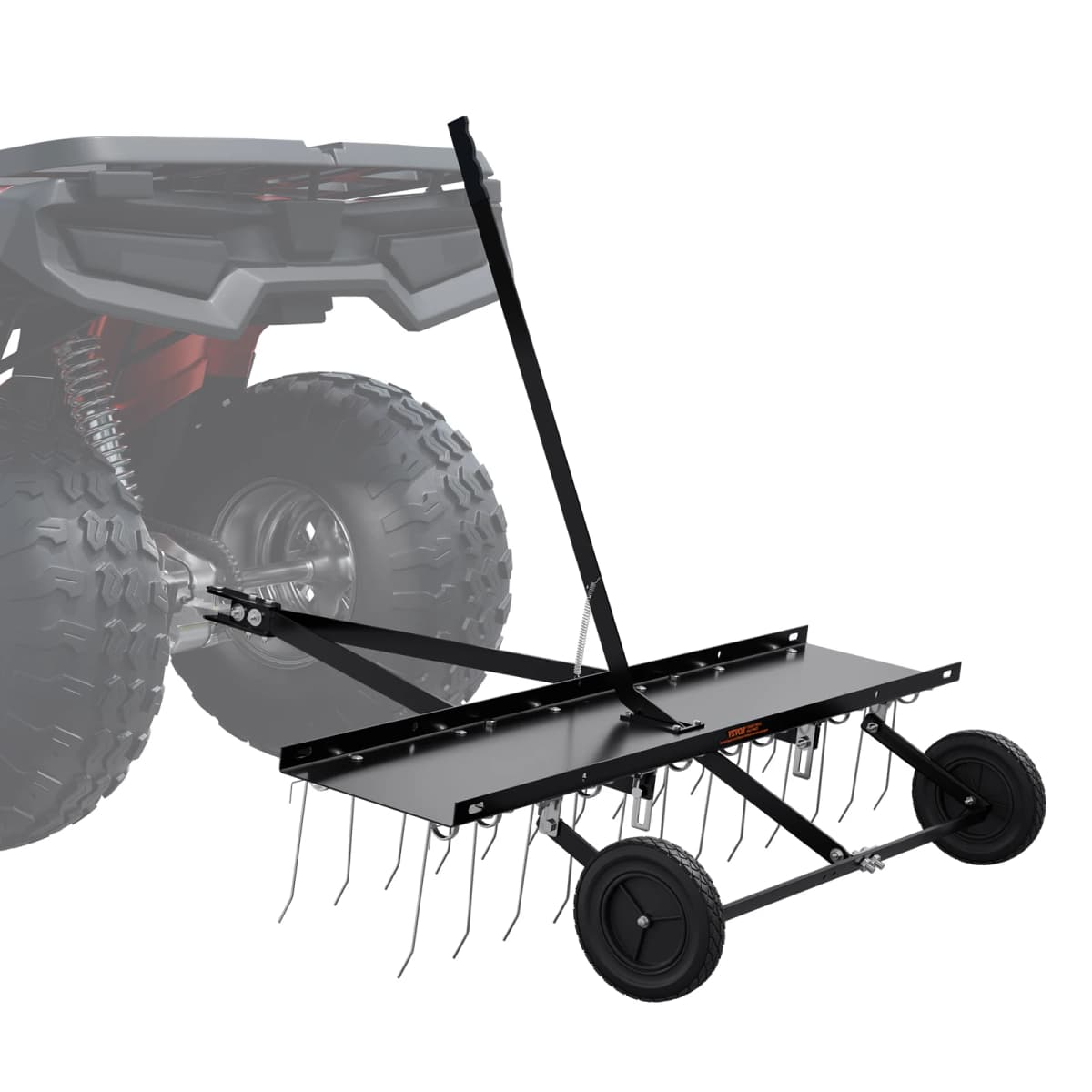 SucceBuy Tow Behind Dethatcher 48in Tow Dethatcher with 24Spring Steel Tines Lawn Dethatcher Rake for ATV/Mower Tow Behind Lawn