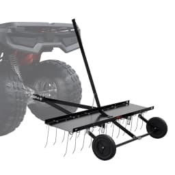SucceBuy Tow Behind Dethatcher 48in Tow Dethatcher with 24Spring Steel Tines Lawn Dethatcher Rake for ATV/Mower Tow Behind Lawn