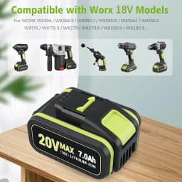 1/2/4Pcs 7.0Ah WA3551 Replace for Worx 20V Li-on Battery Pin WA3553 WA3556 WA3570,Compatible with WX390 WX178 Cordless Tools