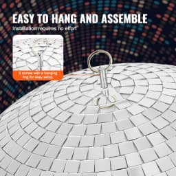 SucceBuy Mirror Disco Ball Mirror Ball with Hanging Ring Lightning Disco Ball Party Decorations Ideal for DJ Club Stage Wedding