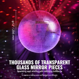 SucceBuy Mirror Disco Ball Mirror Ball with Hanging Ring Lightning Disco Ball Party Decorations Ideal for DJ Club Stage Wedding