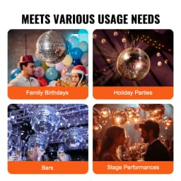 SucceBuy Mirror Disco Ball Mirror Ball with Hanging Ring Lightning Disco Ball Party Decorations Ideal for DJ Club Stage Wedding