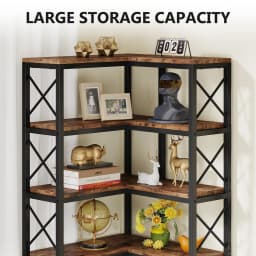 Tribesigns 7-Tier Tall Corner Shelf Large Modern Corner Bookcase, 7-Tier Tall Corner Shelf Storage Display Rack with Metal Frame