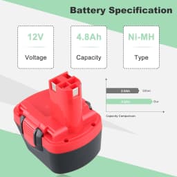 1/2/4Pcs 4.8Ah NI-MH BAT043 Replace for 12V Bosch Battery Pin BAT045 BAT046 BAT049 BAT120 Compatible With Power Cordless Tools