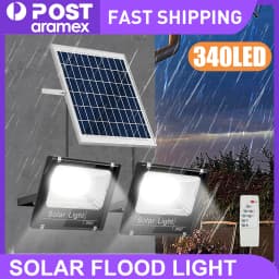 LED Solar Flood Light Sensor Street Outdoor Garden With Remote Control Security Dual Lights