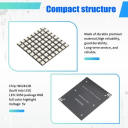 WS2812 LED 5050 RGB 8X8 LED Matrix WS2812B 8X8 64-Bit Full Color 5050 RGB LED Lamp Panel Light