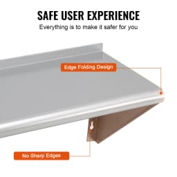 SucceBuy315/500lbs Stainless Steel Shelf Wall Mounted Floating Shelving W/Brackets Commercial Shelves for Kitchen Garage Home