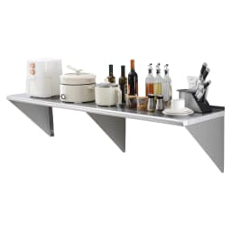 SucceBuy315/500lbs Stainless Steel Shelf Wall Mounted Floating Shelving W/Brackets Commercial Shelves for Kitchen Garage Home