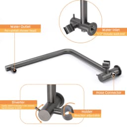 **Sydney Stock** KYLINS 2 In 1 Shower Head Set Round 8/10/12/16'' Rainfall Head Gooseneck Arm Mixer Taps Set Gun Metal Grey WELS