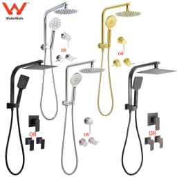 **Sydney Stock** KYLINS 2 In 1 Shower Head Set Round 8/10/12/16'' Rainfall Head Gooseneck Arm Mixer Taps Set Gun Metal Grey WELS